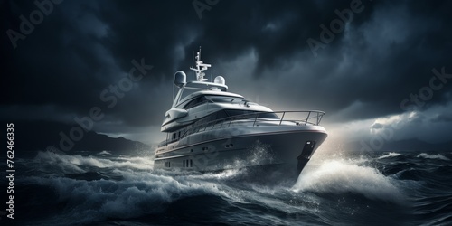 yacht in the ocean in a storm Generative AI