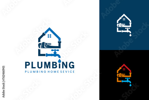 Home plumbing logo design vector illustration, plumber plumbing installation logo