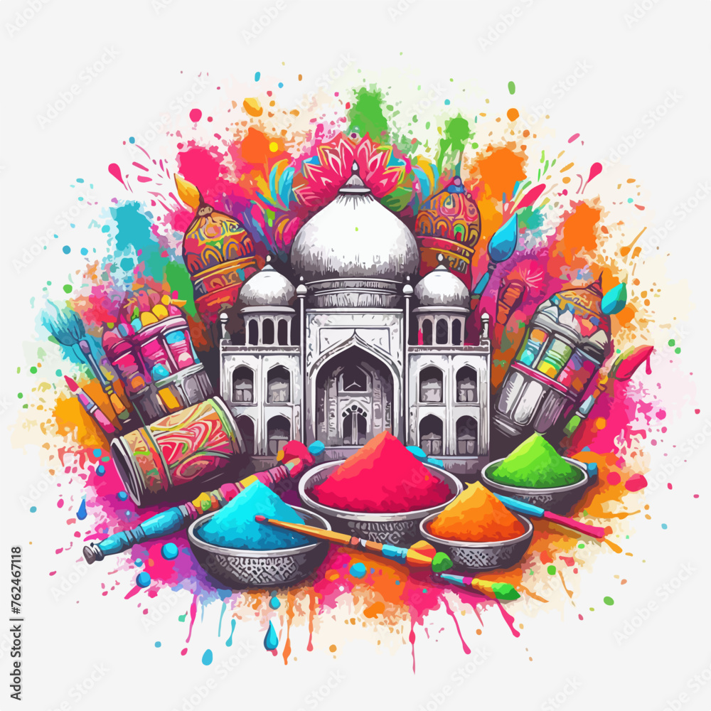 Obraz premium illustration of bright holi festival of colour