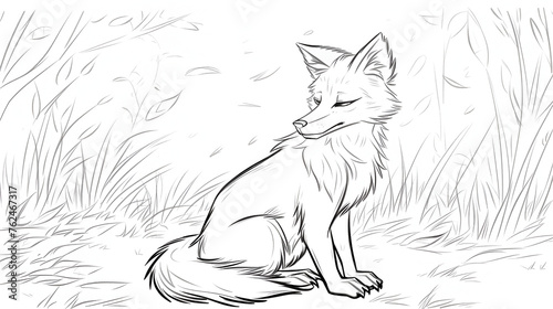 wolf drawing book page for children canvas

