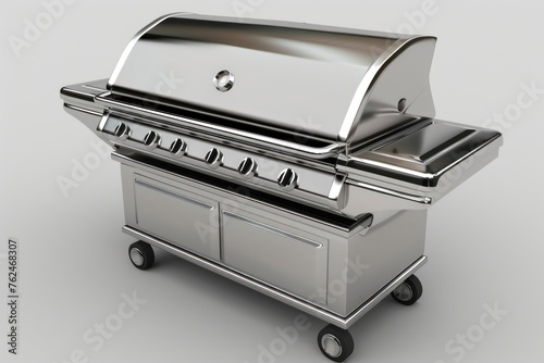 chrome style BBQ grill on a white background