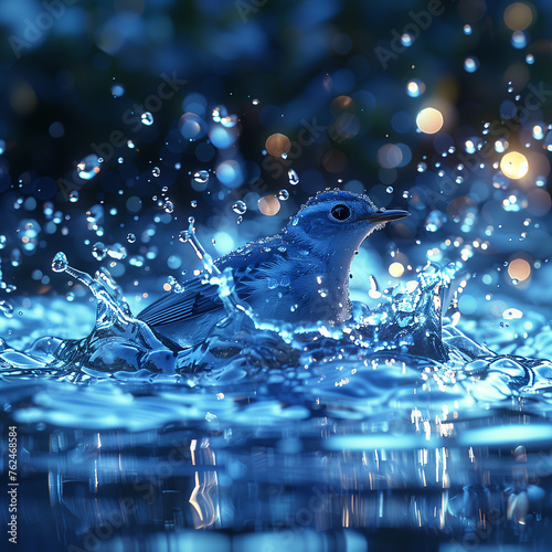 background with bubbles and birds