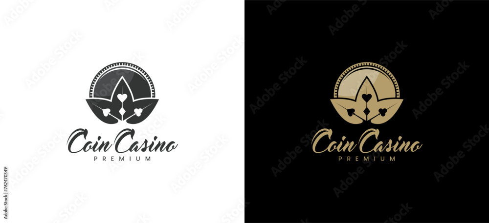 Card leaf casino chip logo with sustainable green investment growth concept
