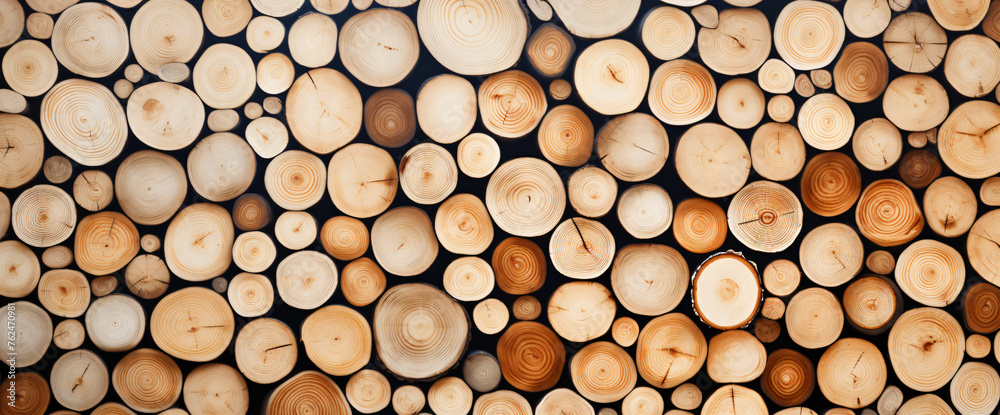 tree section, Pile logs, Wooden background, Concept deforestation, texture element banner tree section, Pile logs, Wooden background, Concept deforestation, texture element banner