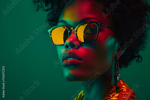 Portrait of a black woman with sunglasses