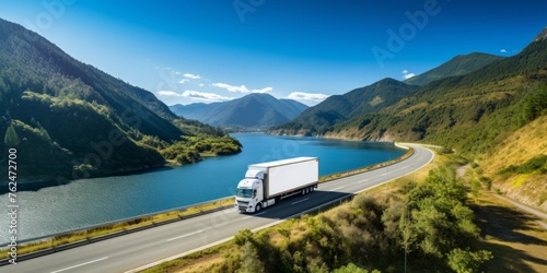Scenic Mountain Road Trucking - Majestic Landscape Transport Route © Darya