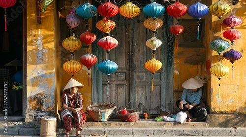 local Vietnamese women street vendor in Hoi An on December 7, 2011 in Hoi An, Vietnam. Hoi An is the renown of World heritage cultural site.