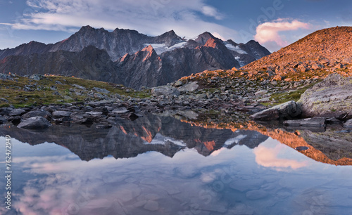 Österreich, Tirol, Stubaier Alpen, Rinnensee, Kräulspitze, Knotenspitze