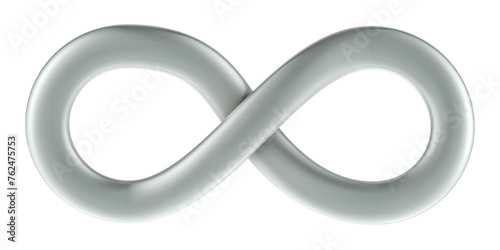 Silver Infinity Symbol, 3D rendering isolated on transparent background