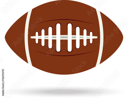American football ball. American football ball icon isolated on white background with shadow. Vector, design illustration. Vector.