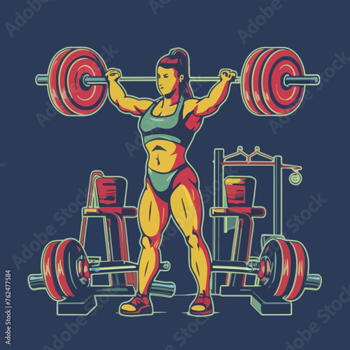 red white black modern style minimalist lines of a strong muscle pose strong body builder anatomy man at gym with bundle Doing exercises in all body positions using different gym equipment
