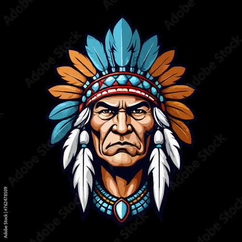 Indian head mascot, transparent background. photo