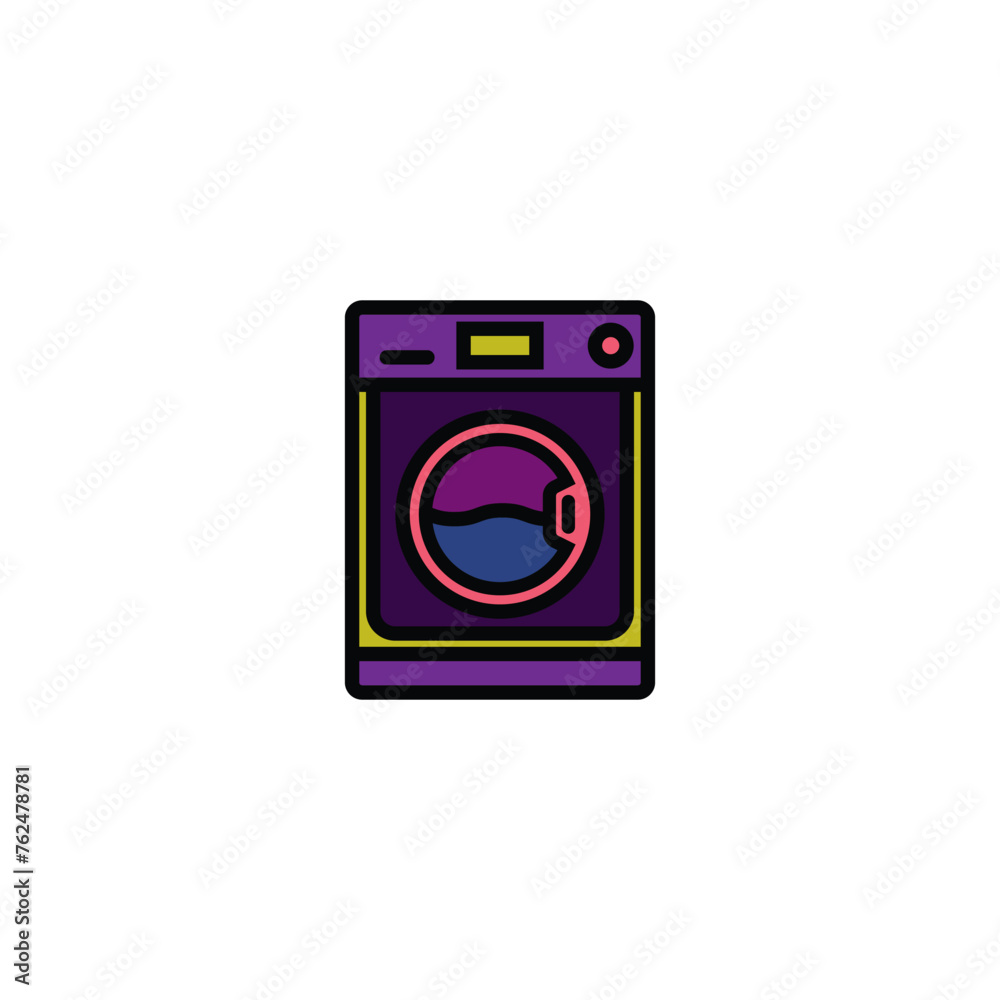 Original vector illustration. A contour icon. Electrical appliance, washing machine. Washer. A design element. Original vector illustration. A contour icon. Electrical appliance, washing machine. Washer. A design element.