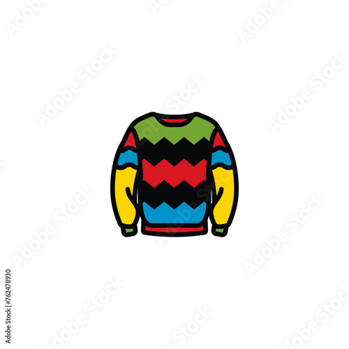Original vector illustration. The icon of a warm knitted sweater with a pattern.