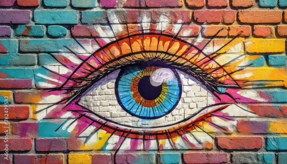 Eye Graffiti on a Brick Wall