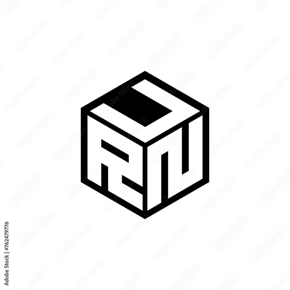 RNU letter logo design in illustration. Vector logo, calligraphy designs for logo, Poster, Invitation, etc.