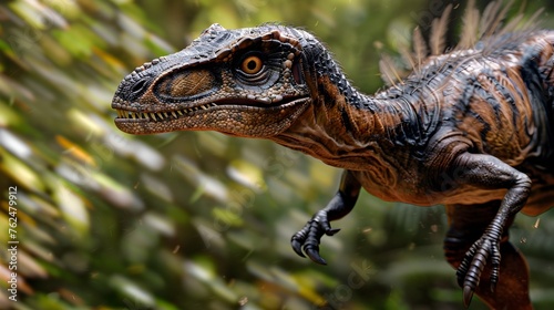 Allosaurus in Jungle  Portrait Highlighting Powerful Legs and Inquisitive Gaze