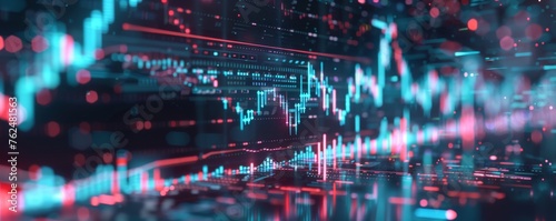 A futuristic holographic display of stock market trends  symbolizing high-tech investment strategies