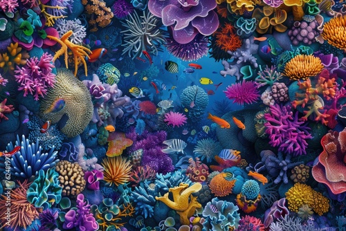Vibrant Coral Reef Teeming with Life on Earth Day