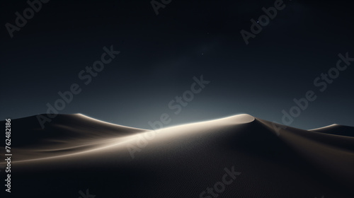Monochrome Desert Landscape Under Moonlight