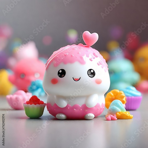 3d illustration of a cute cartoon character 3d illustration of a cute cartoon charactercute little baby girl with colorful eggs photo