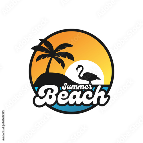 Summer Beach Retro Logo Template