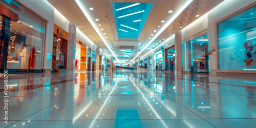 Modern Shopping Mall Interior with Bright LED Lighting