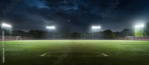 night grand soccer arena in the lights. photo