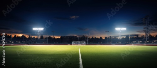 night grand soccer arena in the lights. photo
