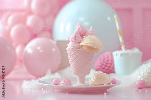 Pink ice cream cake