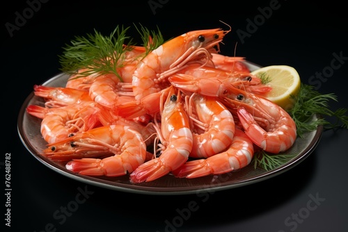 Aromatic Shrimp spicy sauce. Onion seafood. Generate Ai photo