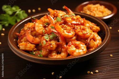 Succulent Shrimp spicy appetizer cocktail with lime citrus. Cuisine seafood cooking meal dinner. Generate Ai