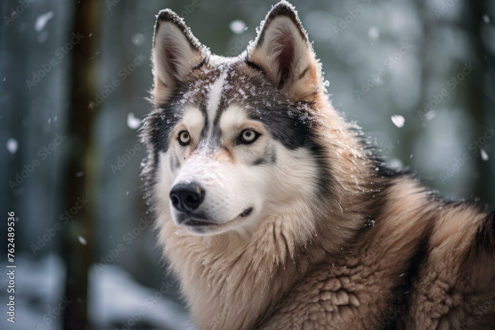 Loyal Siberian husky animal. Nature wolf. Generate Ai