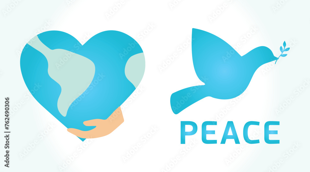 Planet earth, global, love, peace, harmony. Human rights, equality, equity, respect, life. Justice, freedom, care, values. Peoples, nations, human. Symbol, icon, illustration, vector