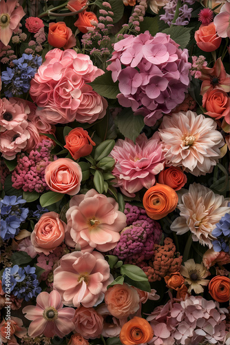 Bouquet of beautiful flowers as a background  copy space