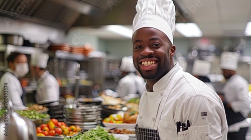 A culinary school with students from various cultural backgrounds learning global cuisines