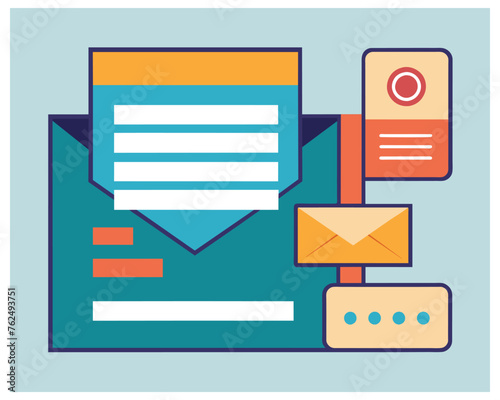 E-mail envelope marketing message and icons vector illustration © Romana Rupa