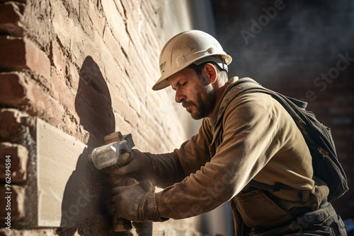 bricklayer laying brick, brick wall house, brick hands, building walls, brick walls photo