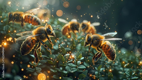 Bees in digital environment. Pollinator protection, digital ecosystems. © Gefo