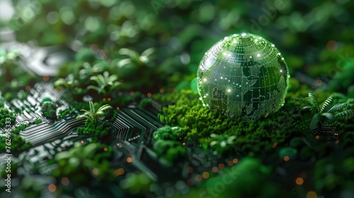 Green tech in education. Digital learning, sustainability focus. concept. Eco-awareness, green future
