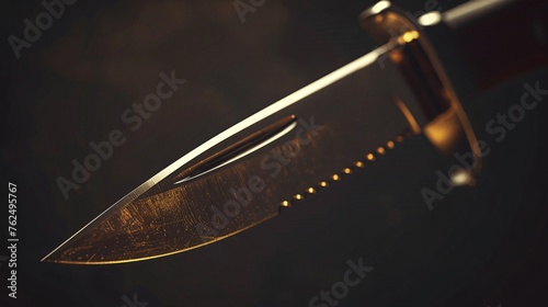 Mafia knife with notches on the blade each marking a story of silent whispers and shadows