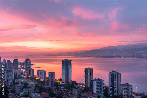 Izmir Skyline: An Exquisite Blend of Twilight Hues, Gleaming Lights, and Architectural Wonders
