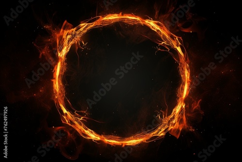 Circular Fire circle frame ring. Texture glow. Generate Ai