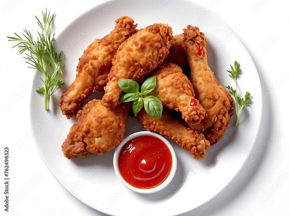 Plate of fried chicken wings with sauce. Generative AI
Plate of fried chicken wings with sauce. Generative AI