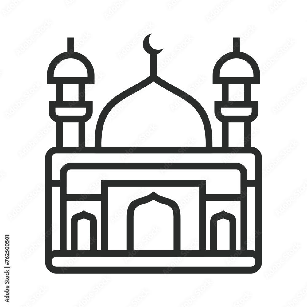 mosque icon line. muslim building to pray. vector illustration mosque icon line. muslim building to pray. vector illustration