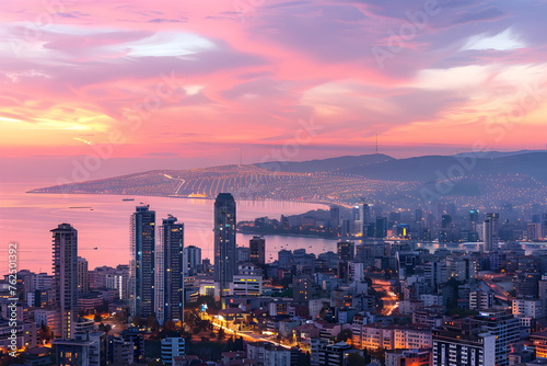 Izmir Skyline: An Exquisite Blend of Twilight Hues, Gleaming Lights, and Architectural Wonders