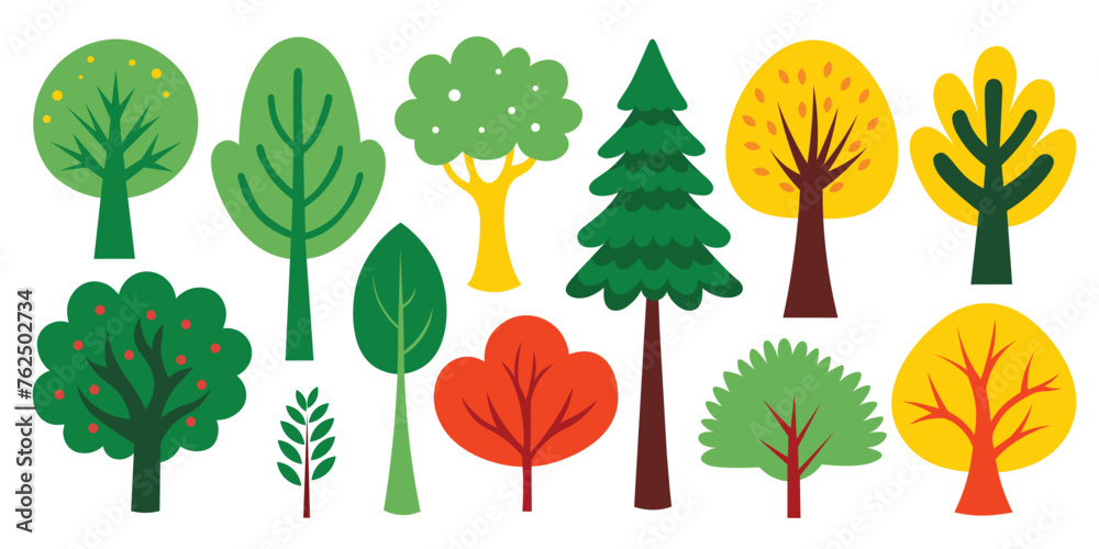 Hand drawn trees collection illustration Hand drawn trees collection illustration