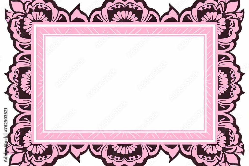 Blank purple page with very simple single flower mandala outline design border, square shape
