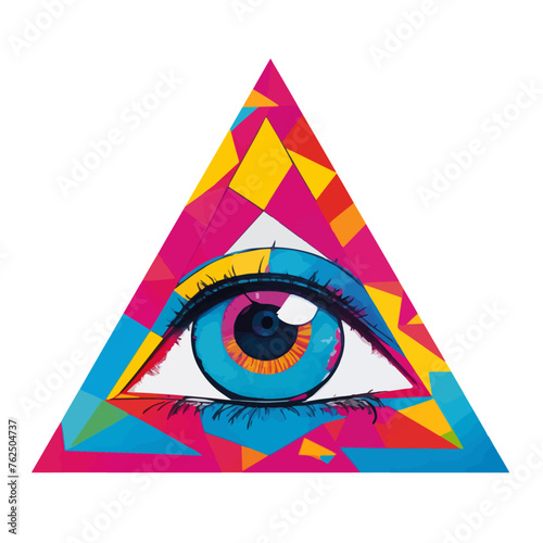 Colorful allseeing eye, isolated Illuminati symbol, vector illustration photo