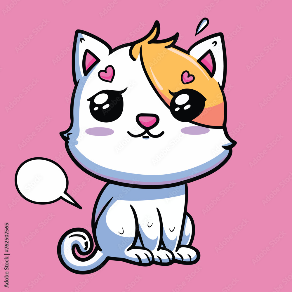 Cute and funny kitty vector illustration in pastel colors Cute and funny kitty vector illustration in pastel colors